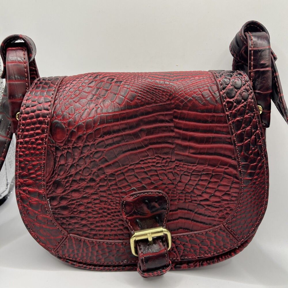 Black Rivet Crossbody Purse Red Croc Style